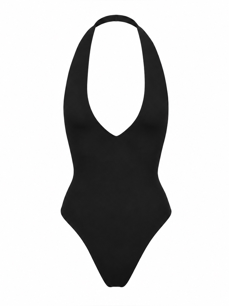 Eterne Amelia Halter One Piece Swimsuit Black Size Small Nwt